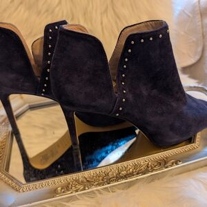 White House Black Market Black Suede Heeled Boots